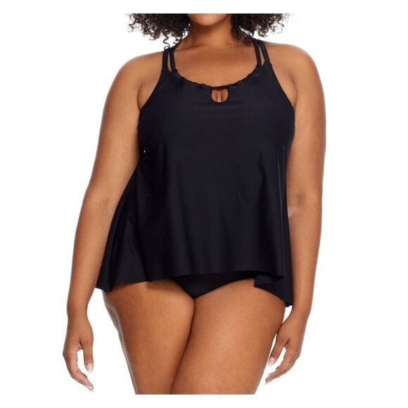 Birdsong Size 20W Bare Necessities Keyhole Underwire Tankini Swim Top Black PLUS - Picture 5 of 15